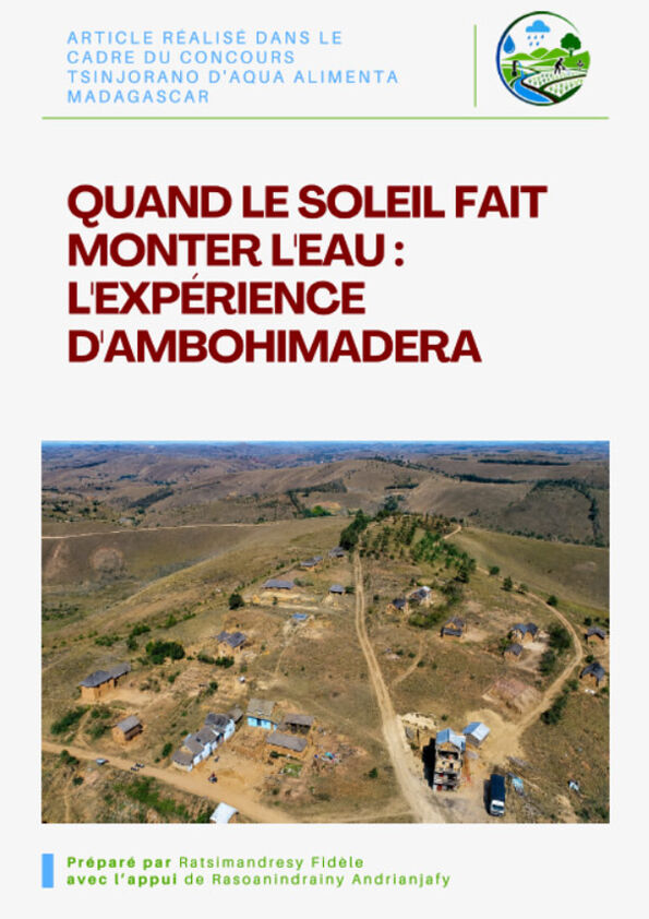 Quand le soleil fait monter l'eau : l'expérience d'Ambohimadera